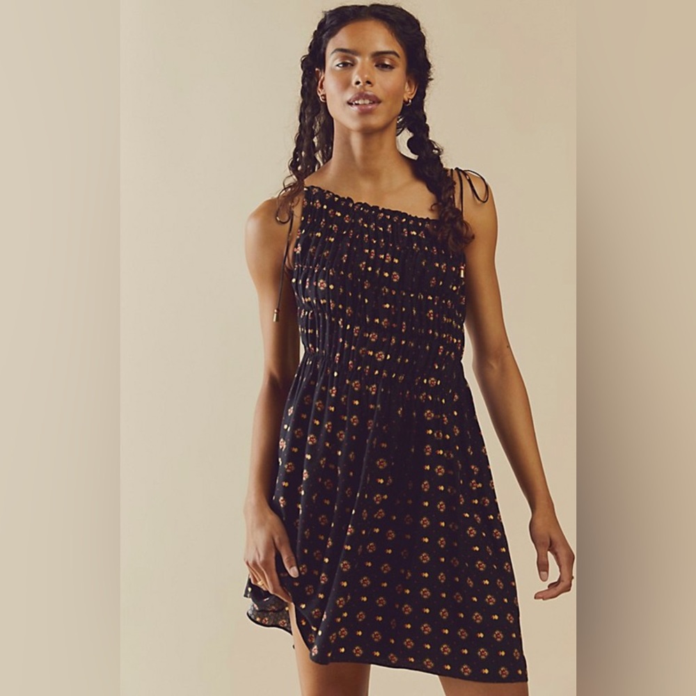Free People Clementine Mini Dress- Black combo